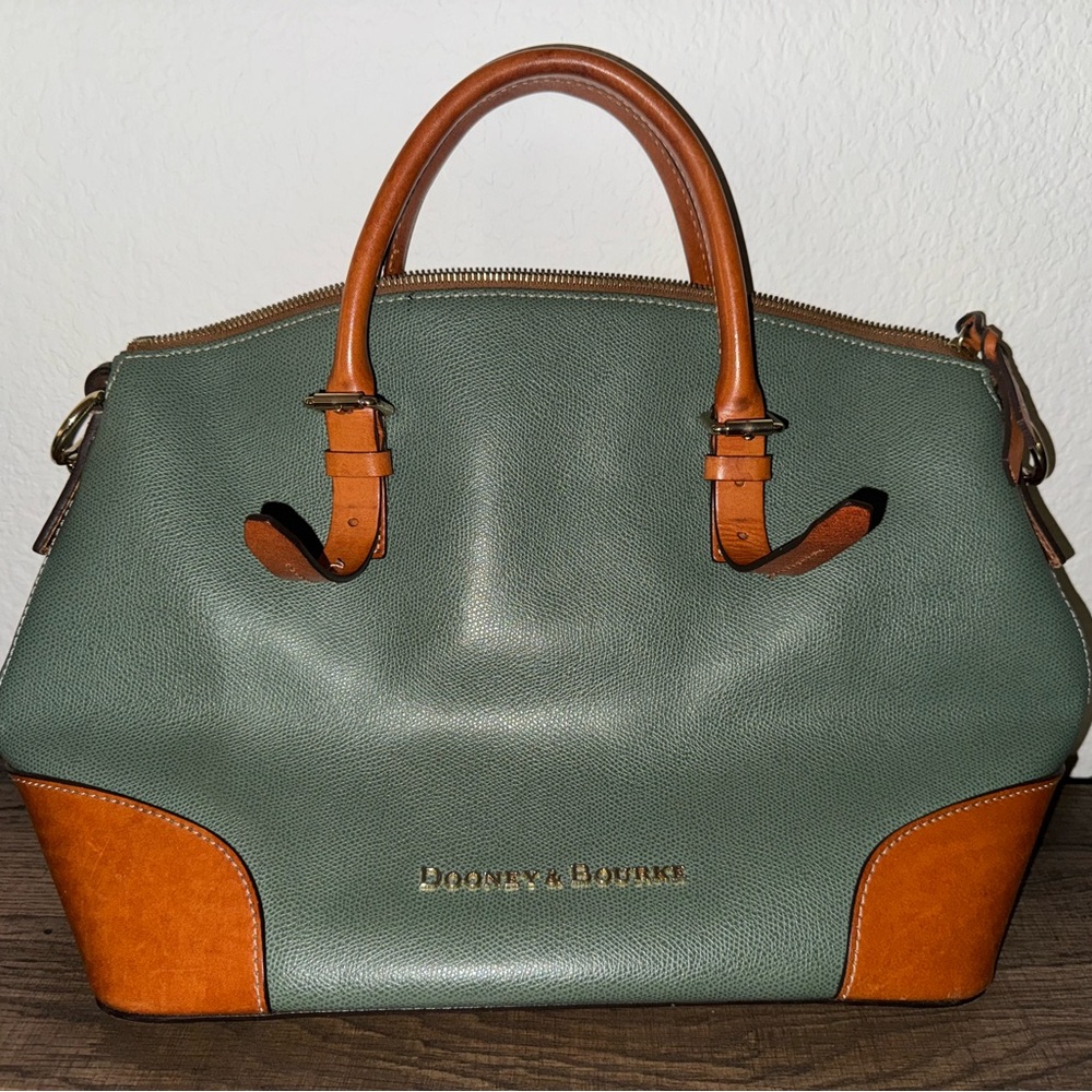 Dooney & Bourke Green and Brown Domed Handbag